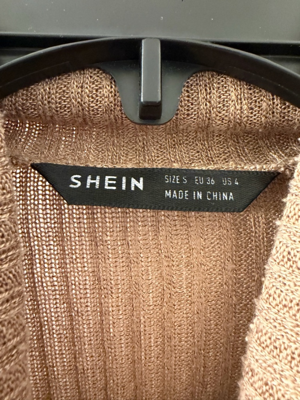 SHEIN Two-Tone Ribbed Turtleneck Sweater - Brown & White - Picture 3 of 3